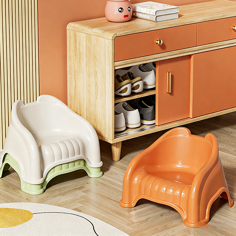Lumendat Modern Minimalist Curved Bear Design PP Kids Stackable Low Stool Backrest Armless For Living Room Lumendat