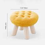 Lumendat Contemporary Creative Round Cookie-Shaped Teddy Plush Solid Pine Wood Kids Low Stool Backless Armless For Living Room Lumendat