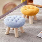 Lumendat Contemporary Creative Round Cookie-Shaped Teddy Plush Solid Pine Wood Kids Low Stool Backless Armless For Living Room Lumendat