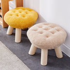 Lumendat Contemporary Creative Round Cookie-Shaped Teddy Plush Solid Pine Wood Kids Low Stool Backless Armless For Living Room Lumendat