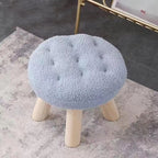 Lumendat Contemporary Creative Round Cookie-Shaped Teddy Plush Solid Pine Wood Kids Low Stool Backless Armless For Living Room Lumendat