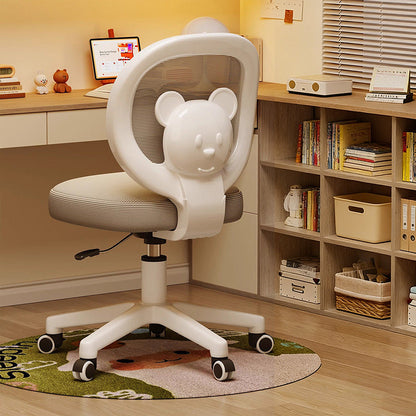 Contemporary Creative Curved Bear-Shaped Kids PP Wooden Mesh Fabric Lift-Adjustable Desk Chair Backrest Armrest For Home Office