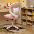 Lumendat Contemporary Creative Curved Bear-Shaped Kids PP Wooden Mesh Fabric Lift-Adjustable Desk Chair Backrest Armrest For Home Office Lumendat