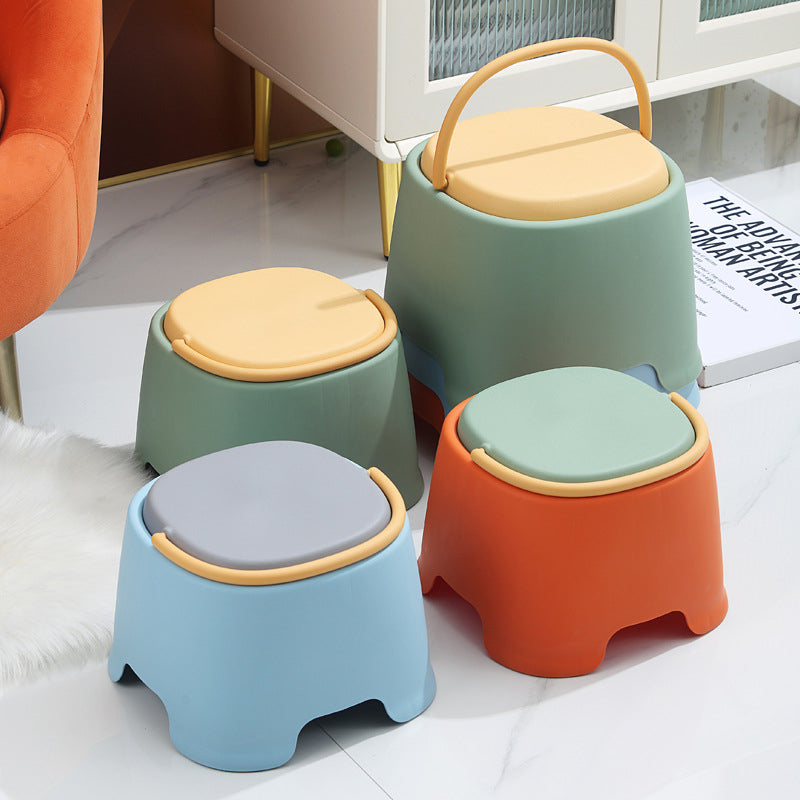 Lumendat Contemporary Creative Cylindrical PP Kids Handheld Low Stool Backless & Armless For Living Room Lumendat