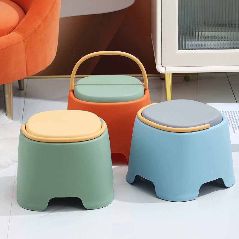 Lumendat Contemporary Creative Cylindrical PP Kids Handheld Low Stool Backless & Armless For Living Room Lumendat