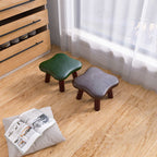 Lumendat Contemporary Creative Four-Leaf Clover Shape Faux Oil-Waxed Leather Solid Wood Kids Low Stool Backless Armless For Living Room Lumendat