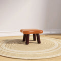 Lumendat Contemporary Creative Four-Leaf Clover Shape Faux Oil-Waxed Leather Solid Wood Kids Low Stool Backless Armless For Living Room Lumendat