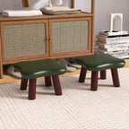 Lumendat Contemporary Creative Four-Leaf Clover Shape Faux Oil-Waxed Leather Solid Wood Kids Low Stool Backless Armless For Living Room Lumendat