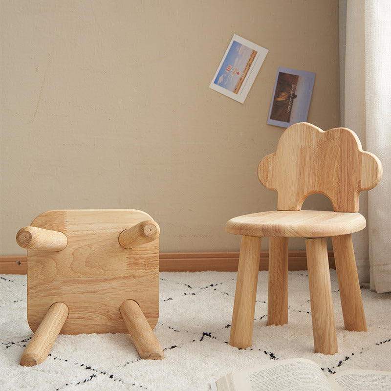 Lumendat Contemporary Creative Cylindrical Cloud-Shaped Kids Rubberwood Multi-layer Plywood Low Stool Backrest Armless For Living Room Lumendat