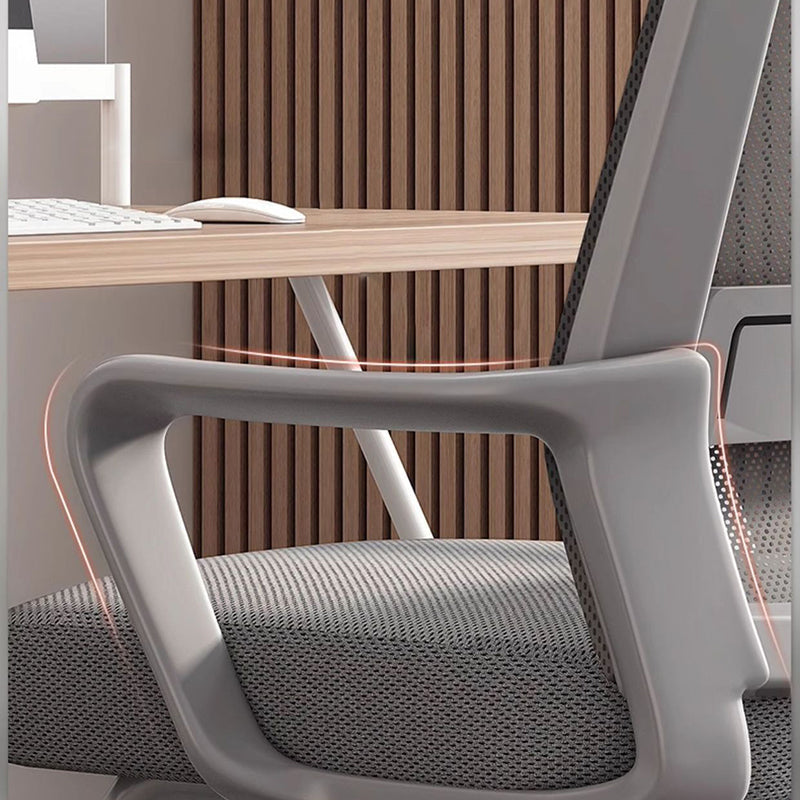Modern Minimalist Rectangular Bow-Shaped Mesh Fabric Microfiber Leather Solid Wood PP Steel Desk Chair Backrest Armrest For Home Office