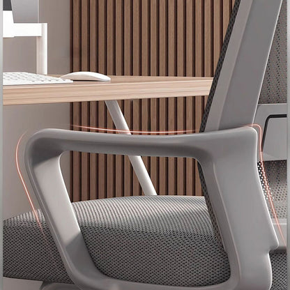 Modern Minimalist Rectangular Bow-Shaped Mesh Fabric Microfiber Leather Solid Wood PP Steel Desk Chair Backrest Armrest For Home Office