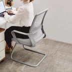 Modern Minimalist Rectangular Bow-Shaped Mesh Fabric Microfiber Leather Solid Wood PP Steel Desk Chair Backrest Armrest For Home Office DFM-F