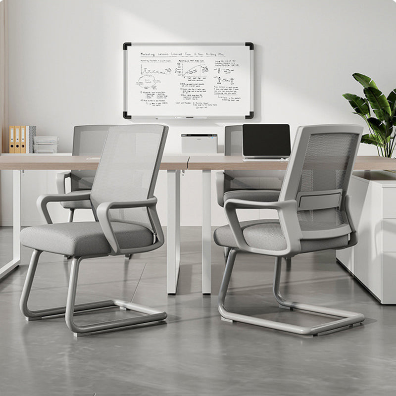 Modern Minimalist Rectangular Bow-Shaped Mesh Fabric Microfiber Leather Solid Wood PP Steel Desk Chair Backrest Armrest For Home Office