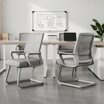 Modern Minimalist Rectangular Bow-Shaped Mesh Fabric Microfiber Leather Solid Wood PP Steel Desk Chair Backrest Armrest For Home Office