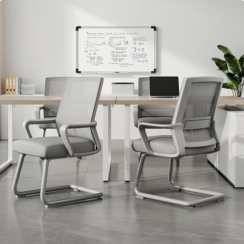 Modern Minimalist Rectangular Bow-Shaped Mesh Fabric Microfiber Leather Solid Wood PP Steel Desk Chair Backrest Armrest For Home Office