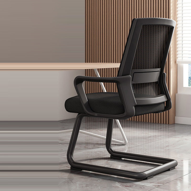 Modern Minimalist Rectangular Bow-Shaped Mesh Fabric Microfiber Leather Solid Wood PP Steel Desk Chair Backrest Armrest For Home Office