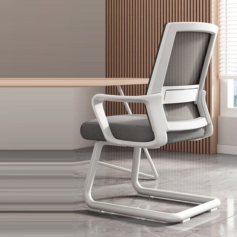 Modern Minimalist Rectangular Bow-Shaped Mesh Fabric Microfiber Leather Solid Wood PP Steel Desk Chair Backrest Armrest For Home Office