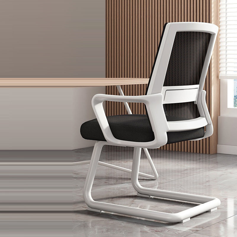 Modern Minimalist Rectangular Bow-Shaped Mesh Fabric Microfiber Leather Solid Wood PP Steel Desk Chair Backrest Armrest For Home Office DFM-F