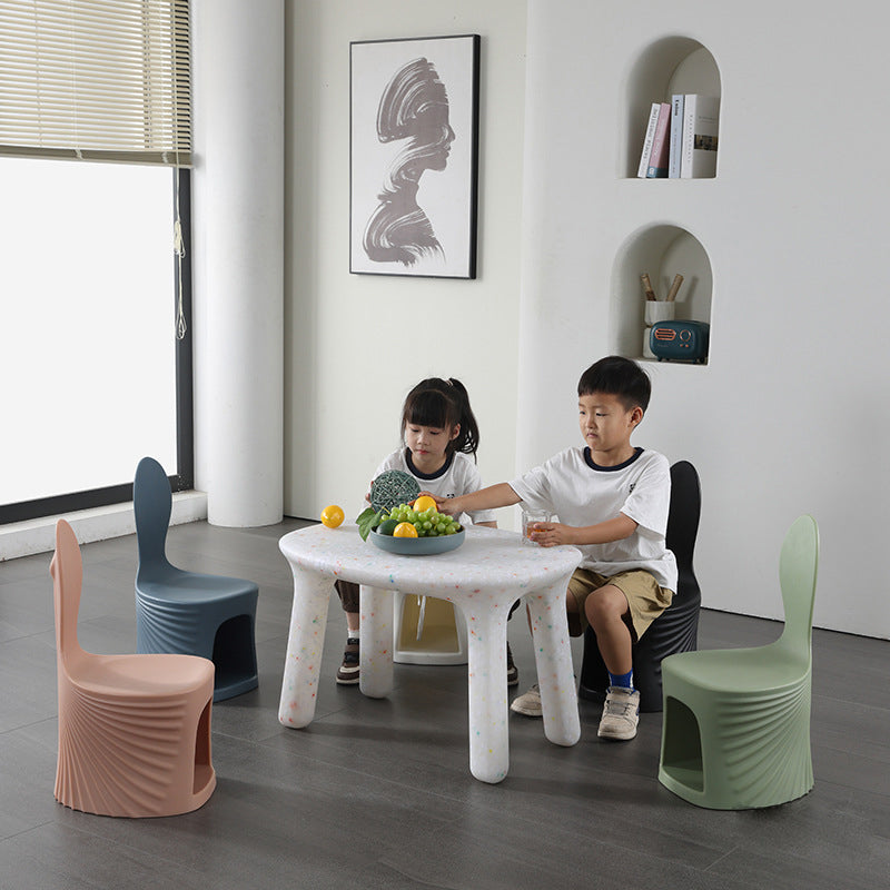 Lumendat Contemporary Creative Wave Shell Design PE Kids Dining Chair Backrest Armless For Dining Room & Kitchen Lumendat