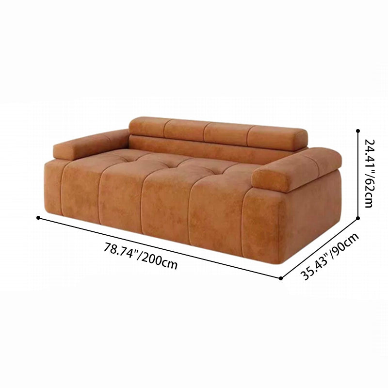 Contemporary Scandinavian High-Resilience Foam Velvet Compressed Sofa - Rectangular Modular Low-Profile Sofa For Living Room Lumendat