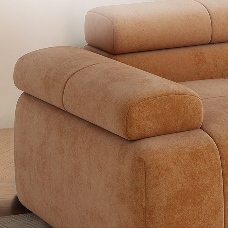 Contemporary Scandinavian High-Resilience Foam Velvet Compressed Sofa - Rectangular Modular Low-Profile Sofa For Living Room Lumendat