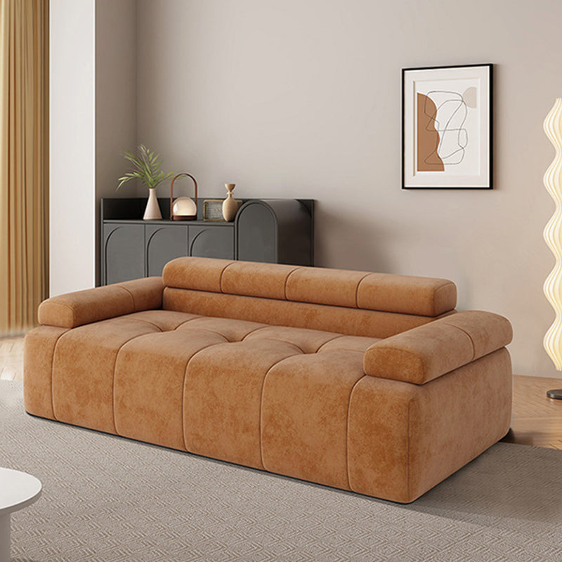 Contemporary Scandinavian High-Resilience Foam Velvet Compressed Sofa - Rectangular Modular Low-Profile Sofa For Living Room Lumendat