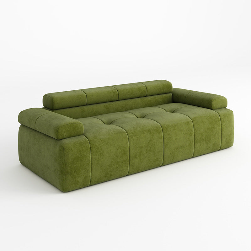 Contemporary Scandinavian High-Resilience Foam Velvet Compressed Sofa - Rectangular Modular Low-Profile Sofa For Living Room Lumendat