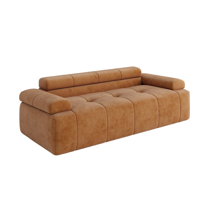 Contemporary Scandinavian High-Resilience Foam Velvet Compressed Sofa - Rectangular Modular Low-Profile Sofa For Living Room Lumendat