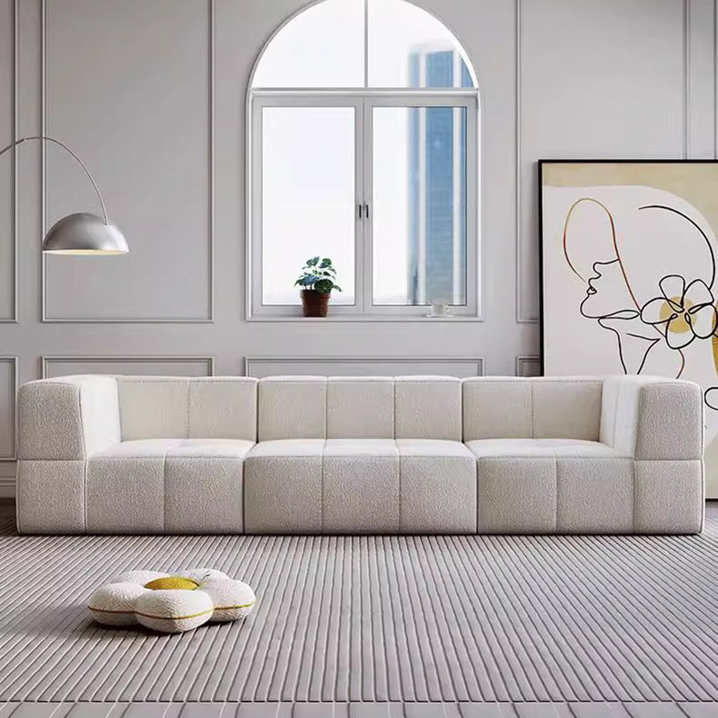 Contemporary Scandinavian Lambswool High-Resilience Foam Modular Compression Sofa - Rectangular Space-Saving Sofa For Living Room Lumendat