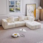 Contemporary Scandinavian Lambswool High-Resilience Foam Modular Compression Sofa - Rectangular Space-Saving Sofa For Living Room Lumendat