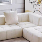 Contemporary Scandinavian Lambswool High-Resilience Foam Modular Compression Sofa - Rectangular Space-Saving Sofa For Living Room Lumendat