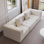Contemporary Scandinavian Lambswool High-Resilience Foam Modular Compression Sofa - Rectangular Space-Saving Sofa For Living Room Lumendat