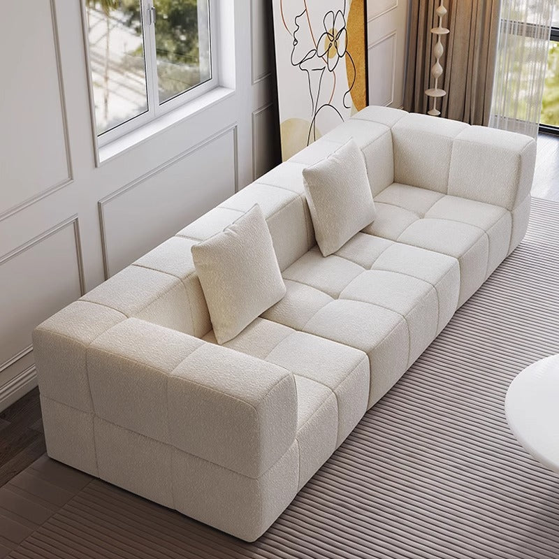 Contemporary Scandinavian Lambswool High-Resilience Foam Modular Compression Sofa - Rectangular Space-Saving Sofa For Living Room Lumendat
