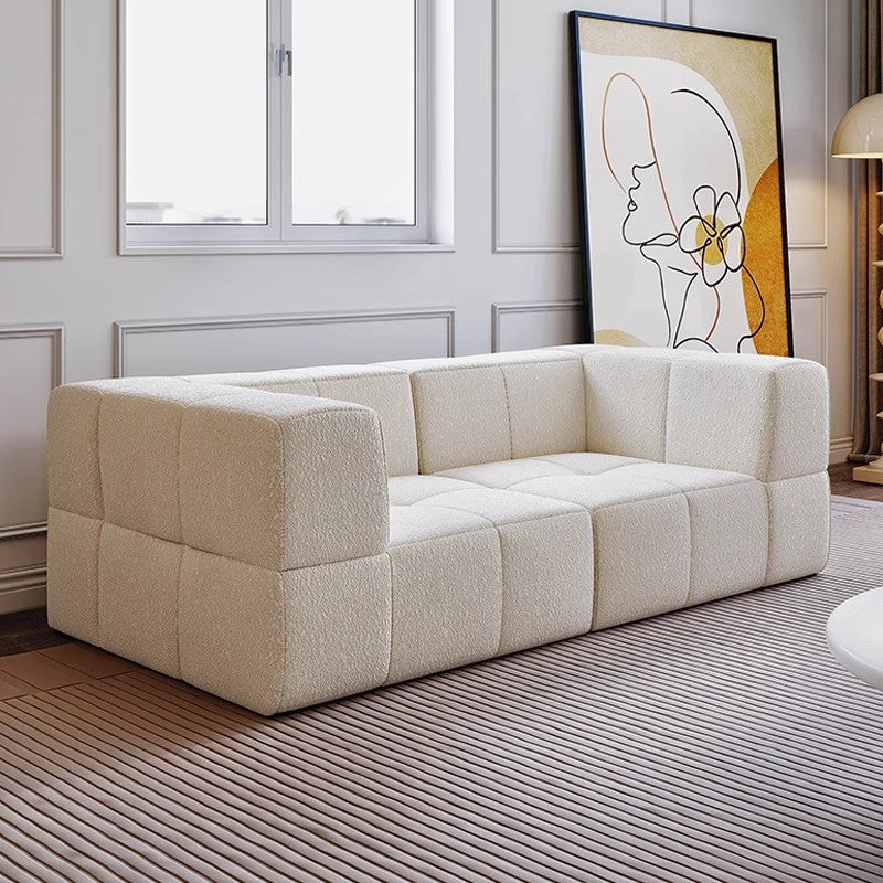 Contemporary Scandinavian Lambswool High-Resilience Foam Modular Compression Sofa - Rectangular Space-Saving Sofa For Living Room Lumendat