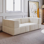 Contemporary Scandinavian Lambswool High-Resilience Foam Modular Compression Sofa - Rectangular Space-Saving Sofa For Living Room Lumendat