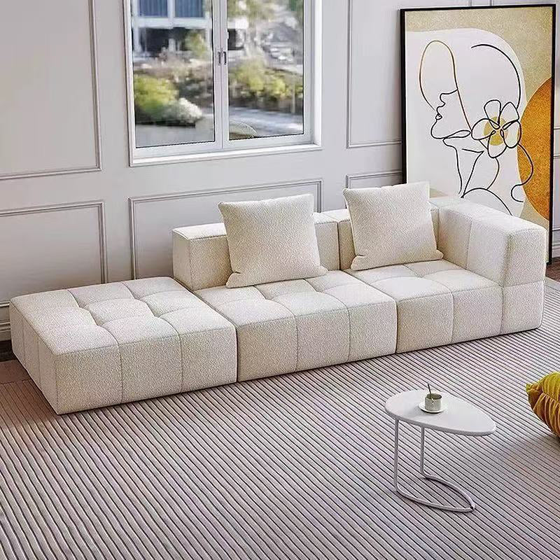 Contemporary Scandinavian Lambswool High-Resilience Foam Modular Compression Sofa - Rectangular Space-Saving Sofa For Living Room Lumendat