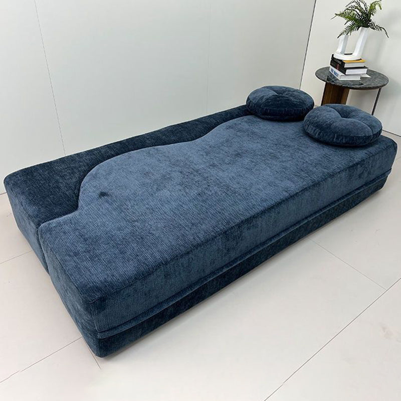 Contemporary Scandinavian Chenille Upholstery High-Resilience Foam Convertible Foldable Sofa Bed - U-Shaped Modular Compressed Loveseat Sofa For Living Room Lumendat