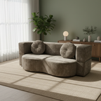 Contemporary Scandinavian Chenille Upholstery High-Resilience Foam Convertible Foldable Sofa Bed - U-Shaped Modular Compressed Loveseat Sofa For Living Room Lumendat