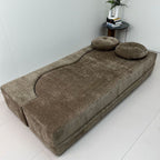 Contemporary Scandinavian Chenille Upholstery High-Resilience Foam Convertible Foldable Sofa Bed - U-Shaped Modular Compressed Loveseat Sofa For Living Room Lumendat