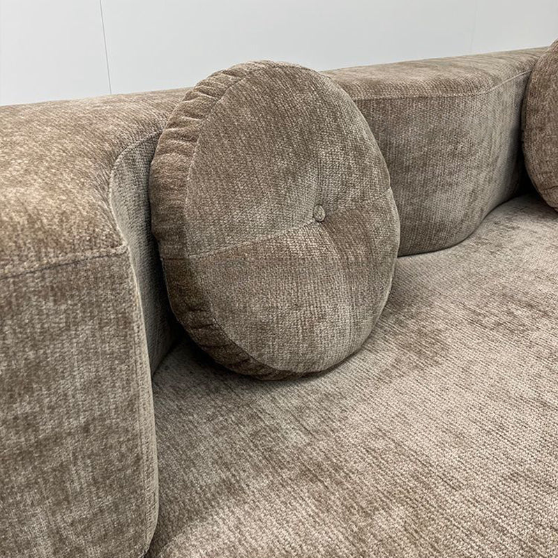 Contemporary Scandinavian Chenille Upholstery High-Resilience Foam Convertible Foldable Sofa Bed - U-Shaped Modular Compressed Loveseat Sofa For Living Room Lumendat