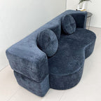 Contemporary Scandinavian Chenille Upholstery High-Resilience Foam Convertible Foldable Sofa Bed - U-Shaped Modular Compressed Loveseat Sofa For Living Room Lumendat