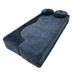 Contemporary Scandinavian Chenille Upholstery High-Resilience Foam Convertible Foldable Sofa Bed - U-Shaped Modular Compressed Loveseat Sofa For Living Room Lumendat