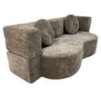 Contemporary Scandinavian Chenille Upholstery High-Resilience Foam Convertible Foldable Sofa Bed - U-Shaped Modular Compressed Loveseat Sofa For Living Room Lumendat
