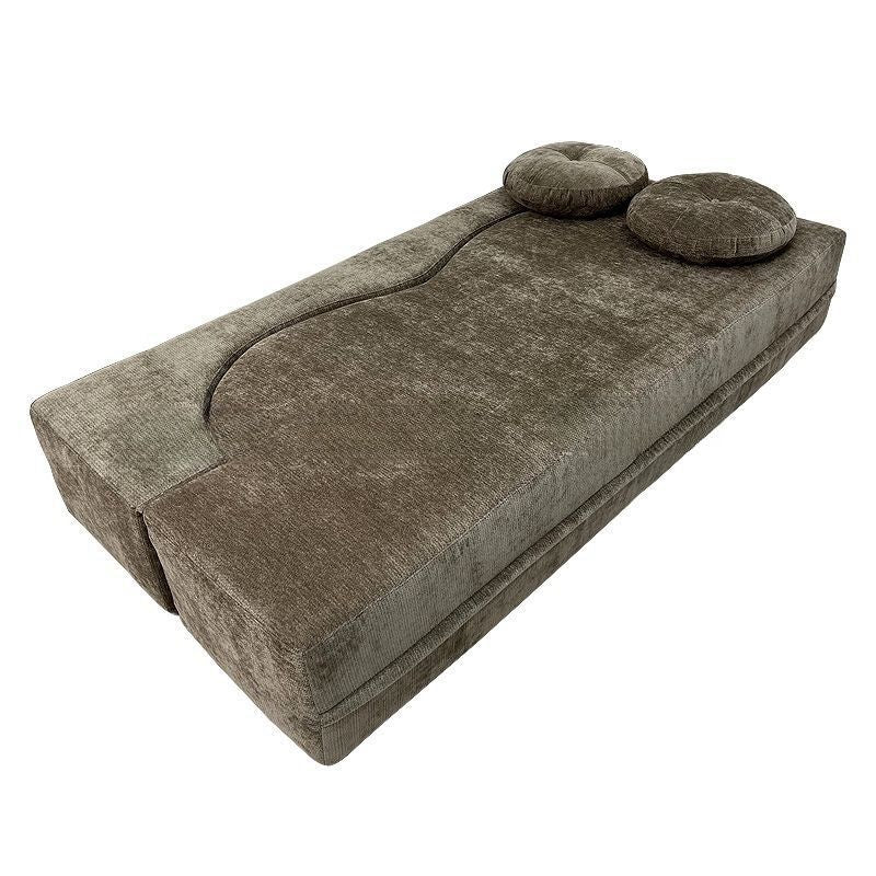 Contemporary Scandinavian Chenille Upholstery High-Resilience Foam Convertible Foldable Sofa Bed - U-Shaped Modular Compressed Loveseat Sofa For Living Room Lumendat