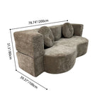 Contemporary Scandinavian Chenille Upholstery High-Resilience Foam Convertible Foldable Sofa Bed - U-Shaped Modular Compressed Loveseat Sofa For Living Room Lumendat