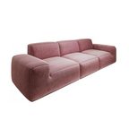 Contemporary Scandinavian High-Resilience Foam Fabric Compressed Modular Sofa - Rectangular Low-Profile Wide Seat Couch Space-Saving For Living Room Lumendat
