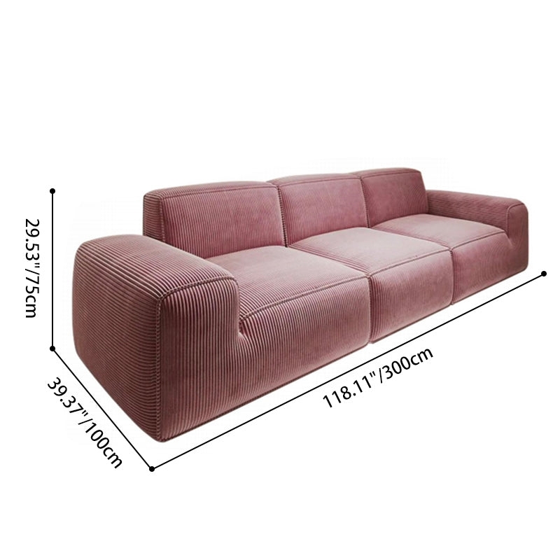 Contemporary Scandinavian High-Resilience Foam Fabric Compressed Modular Sofa - Rectangular Low-Profile Wide Seat Couch Space-Saving For Living Room Lumendat