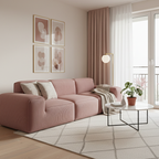 Contemporary Scandinavian High-Resilience Foam Fabric Compressed Modular Sofa - Rectangular Low-Profile Wide Seat Couch Space-Saving For Living Room Lumendat