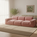 Contemporary Scandinavian High-Resilience Foam Fabric Compressed Modular Sofa - Rectangular Low-Profile Wide Seat Couch Space-Saving For Living Room Lumendat