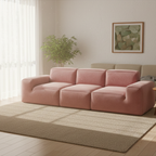 Contemporary Scandinavian High-Resilience Foam Fabric Compressed Modular Sofa - Rectangular Low-Profile Wide Seat Couch Space-Saving For Living Room Lumendat